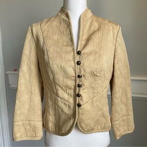 Bandolino Beige Textured Military Style Button-Up Crop Jacket Vintage Y2K Sz 12